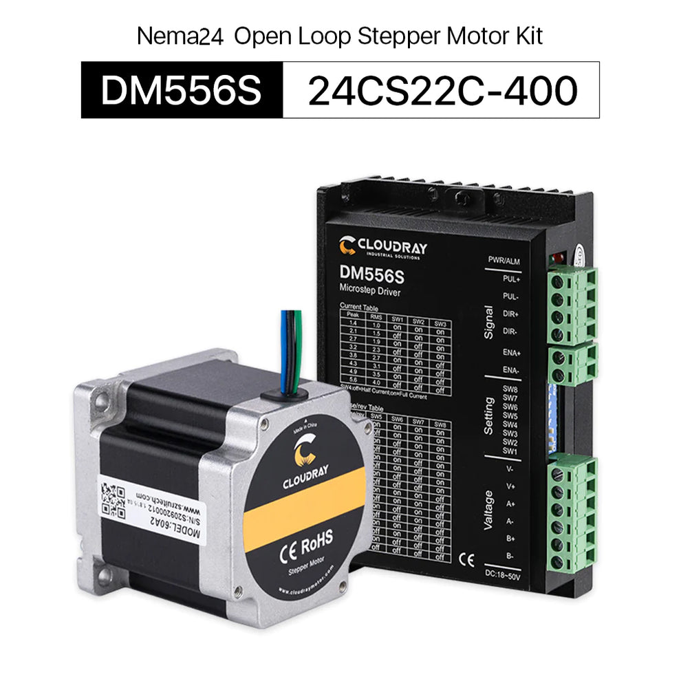 Cloudray 2 Phase Nema 24 Open Loop Stepper Motor Driver Kit 24CS22C-40 ...