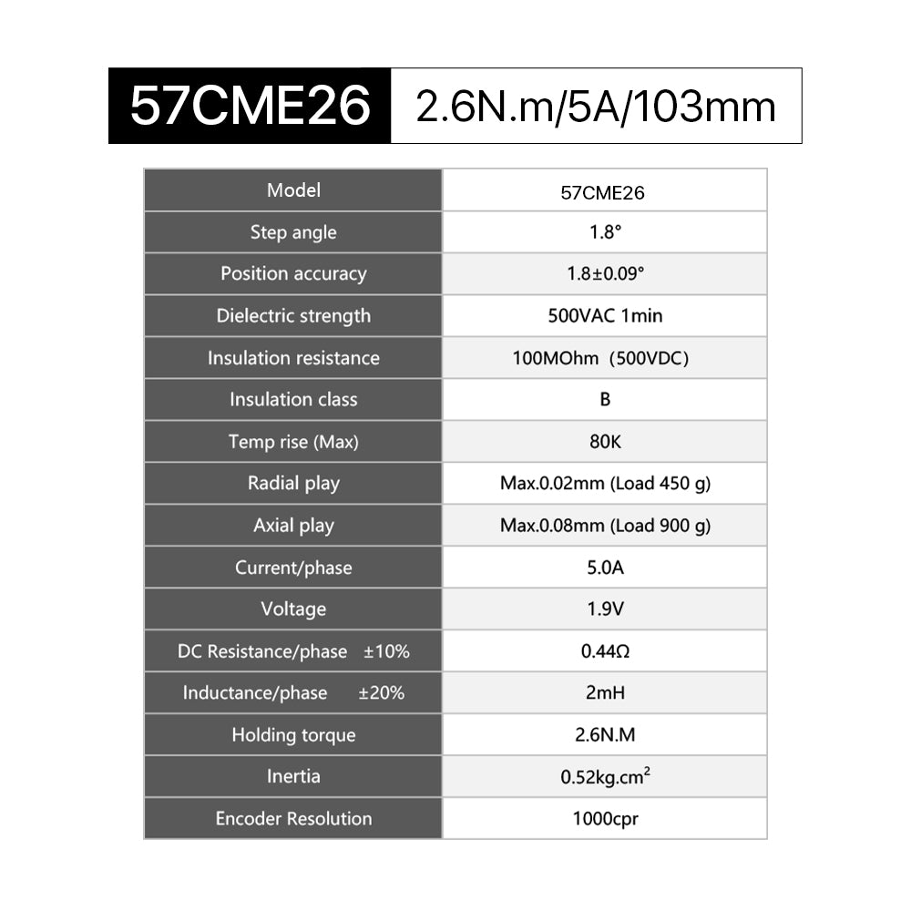 Cloudray 57CME26 103mm 2.6N.m 5A Leadshine 2 Phase Nema23 Circuit Pas à Pas à Pas à Boucle Fermée