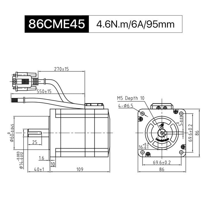 Cloudray 86CME45 95 mm 4,6 Nm 6 A Leadshine 2-Phasen-Nema34-Schrittmotor mit geschlossenem Regelkreis