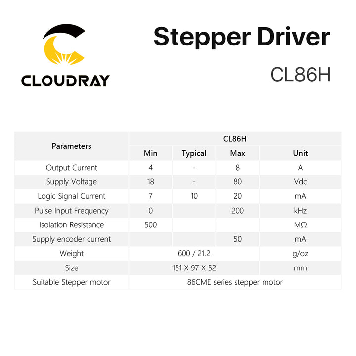 Cloudray CL86H 18-80VDC 4-8A Leadshine Closed Loop Stepper Motor Driver