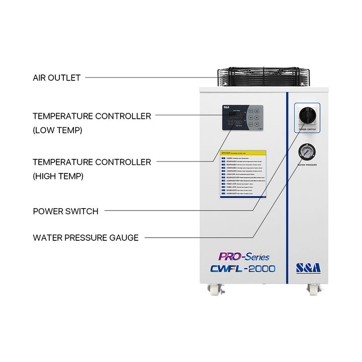 Refrigeratore d'acqua industriale in fibra CWFL-2000 Cloudray