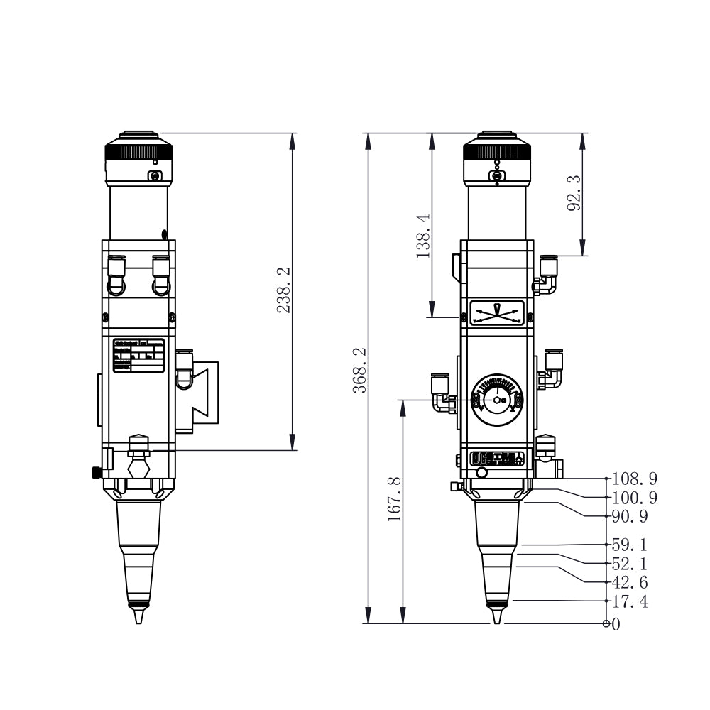 Cloudray 0-1.5KW Raytools BT210S 3D Manual Focus Fiber Laser Cutting Head