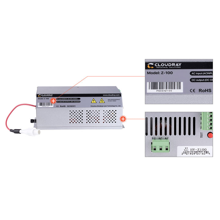 Cloudray 100-120W AC90-250V HY-Z Series Z100 CO2 Power Supply（With/Without LCD)