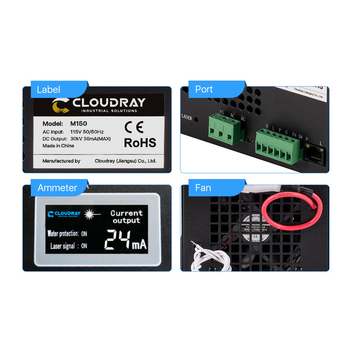 Cloudray 150W MYJG CO2 Laser Power Supply With LCD Display