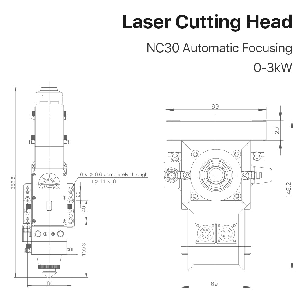 Cloudray 0-3KW WSX NC30 Autofokus-Laserschneidkopf