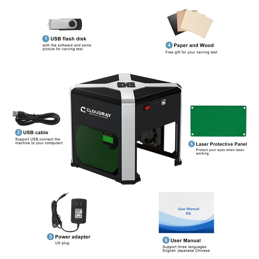 Minimáquina de grabado láser Cloudray de W para uso doméstico con WiFi China Warehouse (premio al sorteo) USAR