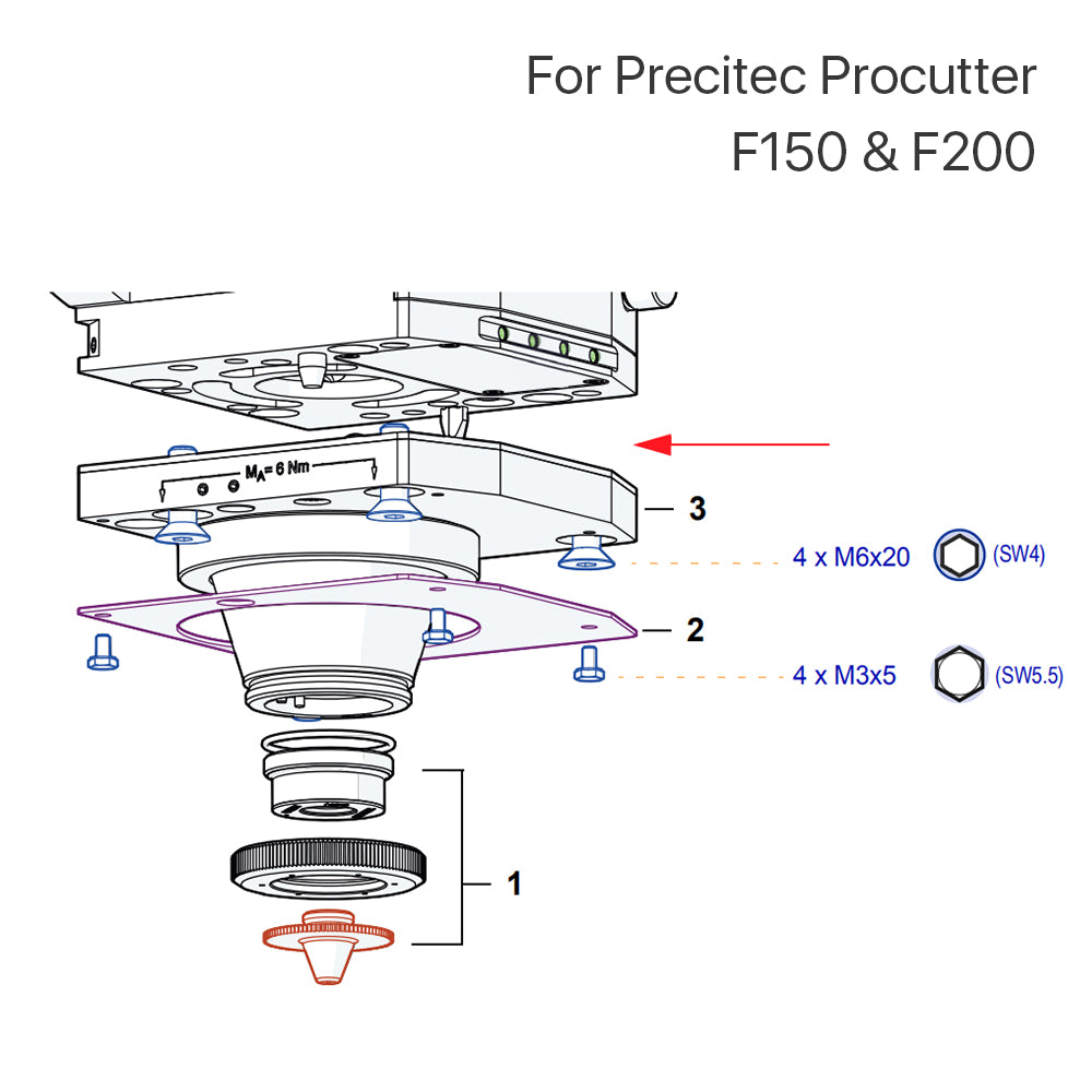 Разъем сопла Cloudray для PT Procutter F150/2000