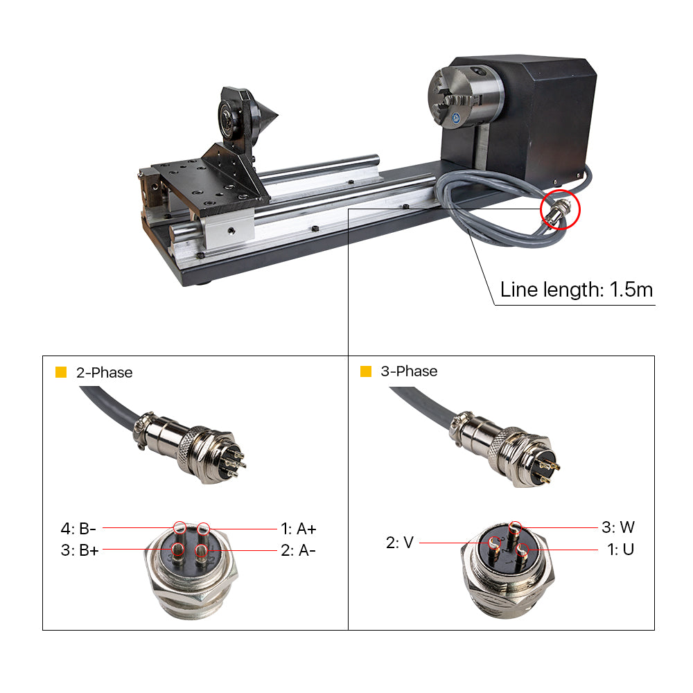 Cloudray Model B Rotary Engraving Attachment With Chucks