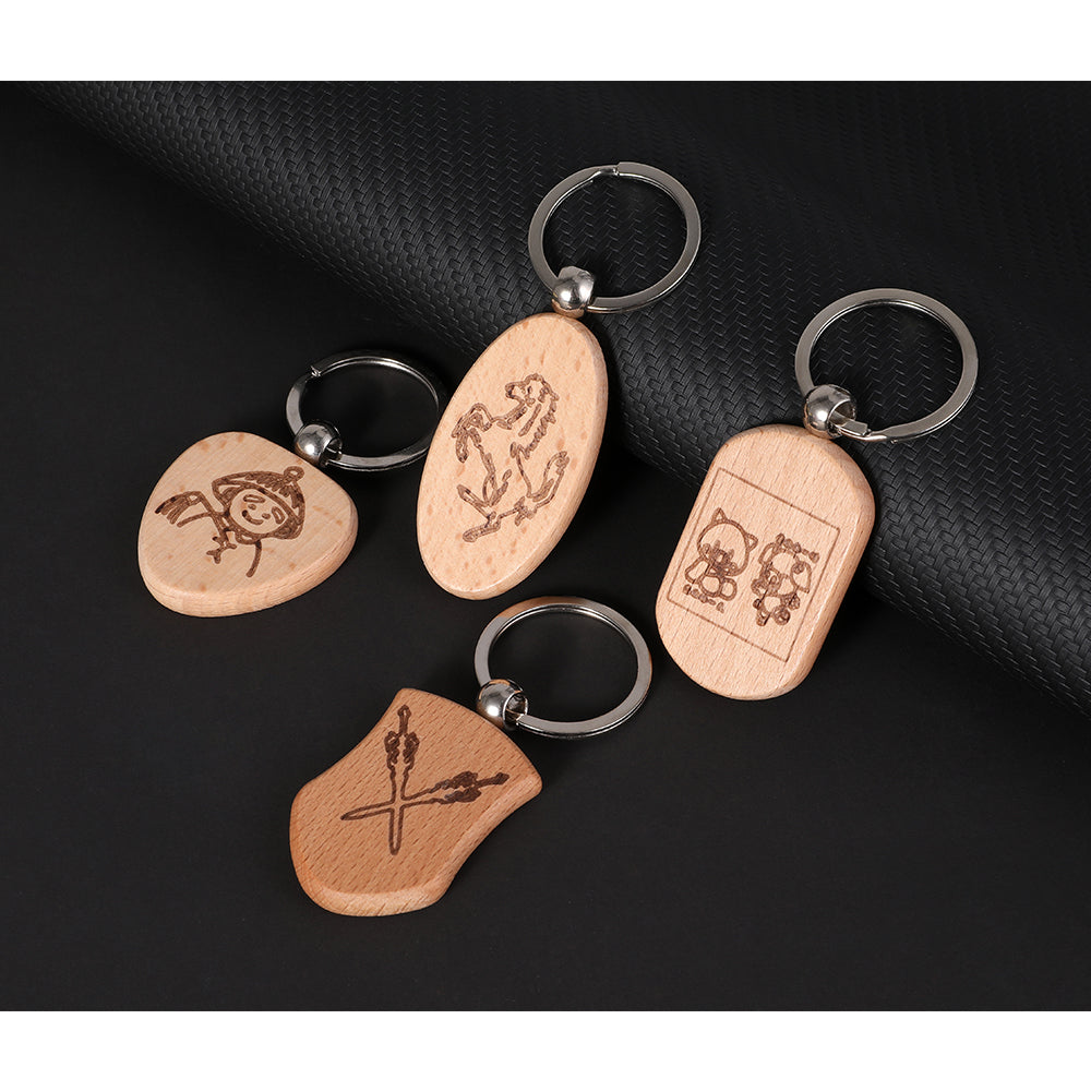 Cloudray DIY Material Solid Wood Key Chain For Co2 Laser Engraving & Marking